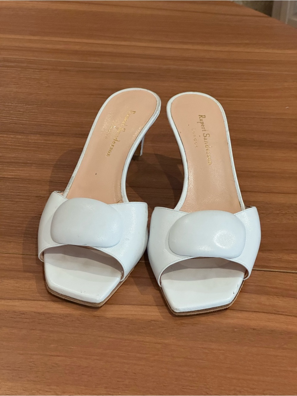 Rupert Sanderson White Leather Slide Mules